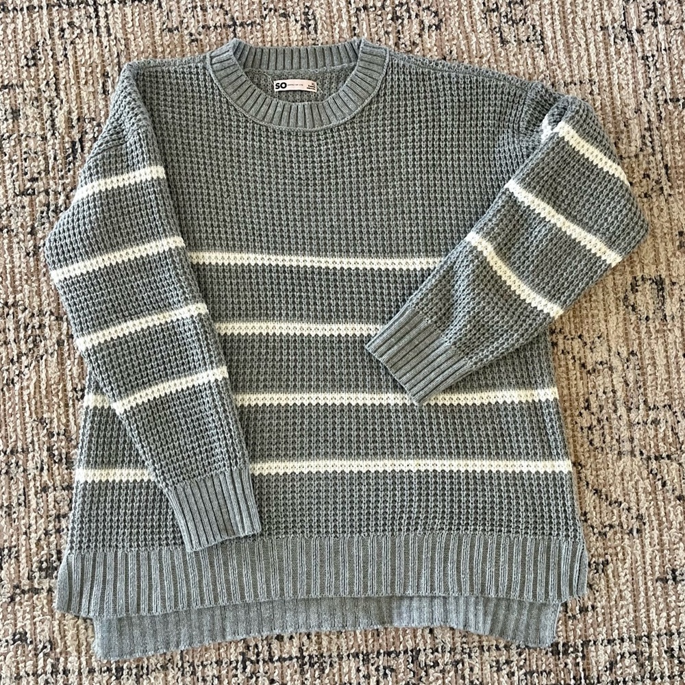 SO (kohls) gray/white striped sweater
